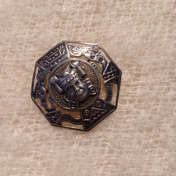 Silver Peruvian head brooch - Picture 5 of 7